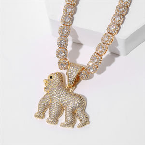 2020 la migliore vendita di alta qualità miami choker moda hip hop donna uomo placcato oro 18 carati zircone <span class=keywords><strong>King</strong></span> <span class=keywords><strong>Kong</strong></span> animale ciondolo hip hop - Product Image 6