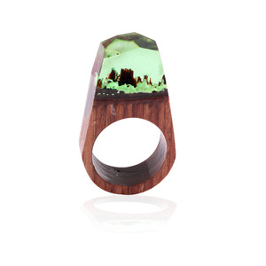 Nuovo Resina Epossidica Magia Di Legno Anelli Per Le Donne I Fiori Anello Dei Monili di Modo Naturale di Legno di Paesaggio Geometrica Anello Regali - Product Image 4