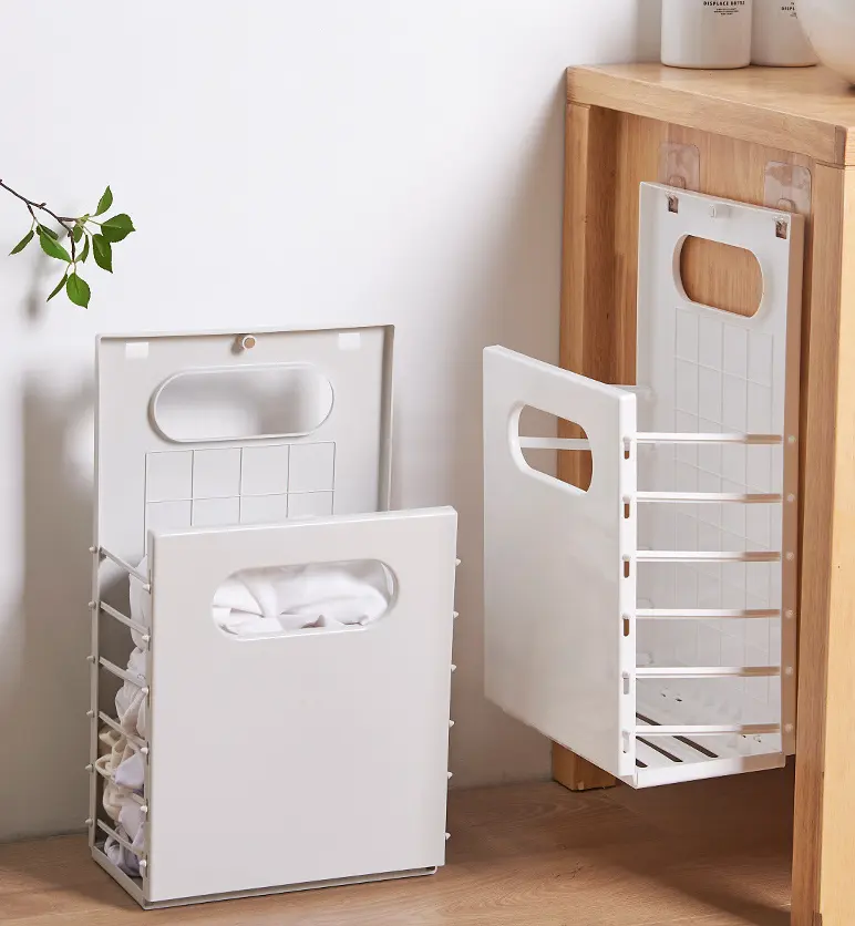 Wall Mounted Foldable Laundry Basket Breathable Dirty Clothes Storage Basket Wall Hanging Bathroom Clothes Laundry Organizer