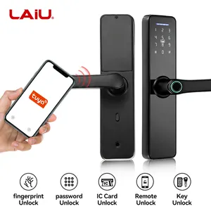 LAIU X7 TTlock/تويا البيومترية الجبهة قفل باب خشبي مع سبائك الألومنيوم الجسم