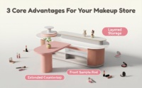 Vitrine de présentation de maquillage moderne de luxe, éclairée par LED, écologique, étanche, robuste et personnalisable pour les magasins de cosmétiques