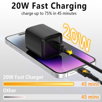 Chargeur mural USB C rapide Schitec Mini Cube avec prise US PD 20W, ensembles avec câble de 1 m, universel pour appareil mobile intelligent