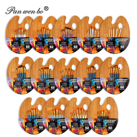 Palette de peinture pour adultes Panwenbo, ensemble de pinceaux pour peinture à l'huile et à l'aquarelle, ensemble de pinceaux d'artiste avec palette en bois