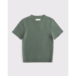 T-shirt en tricot brossé doux à col rond et manches courtes LEDUO, élégant et décontracté pour femmes - Product Image 1