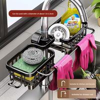 Égouttoir de cuisine multifonctionnel en métal, support de rangement mural pour robinet, panier suspendu pour éponges et torchons