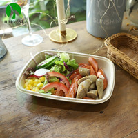 Contenant alimentaire jetable en bagasse, compatible micro-ondes, 2 compartiments, biodégradable, étanche et résistant à l'huile, sans taxe Dinosource