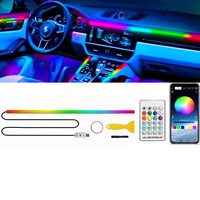 Kit d'éclairage d'ambiance intérieur de voiture USB RVB pleine couleur avec contrôle par application, lampe d'ambiance symphonique LED dynamique pour voiture