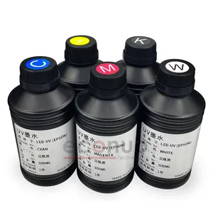 500ML LED Epson UV Ink Neutral/Hardness C M K W Y For Epson DX5 DX7 XP600 Printhead For LED UV Flatbed Printers