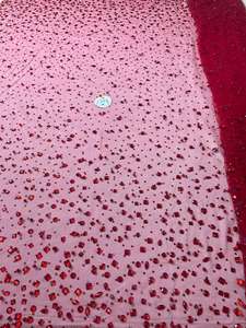 럭셔리 레드 크리스탈 스톤 메쉬 레이스 원단 인기있는 스와 로브 스키 라인 석 얇은 명주 그물 이브닝 원피스 - Product Image 3