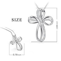 Bijoux minimalistes cadeau 925 argent Sterling Zircon croix infini boucle pendentif collier pour les femmes