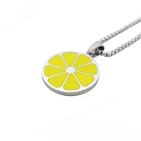 Collier pendentif rond géométrique personnalisé en émail, vente en gros