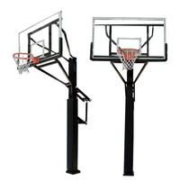 Panier de basket extérieur robuste en acier à hauteur réglable avec panneau en verre trempé pour écoles - Offre spéciale