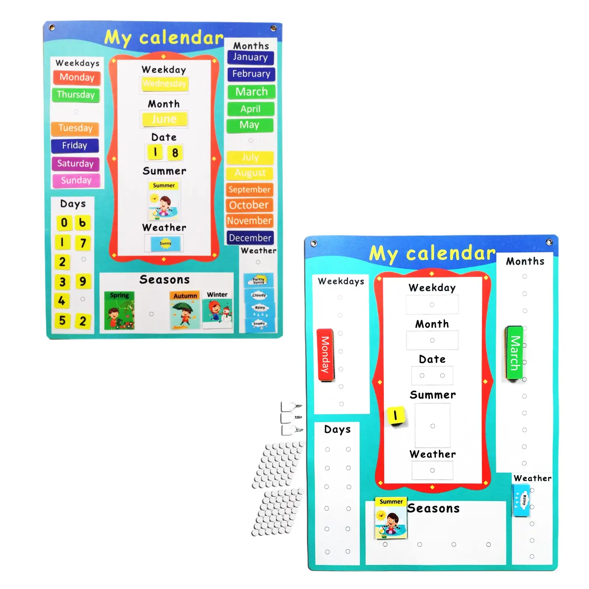 हस्तनिर्मित मेरी कैलेंडर बच्चों चुंबकीय कैलेंडर सीखने के लिए 3-10 साल के बच्चों के लिए DIY खिलौना उपहार घरों