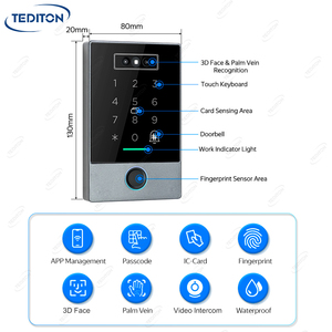 Tediton IP67กันน้ำกลางแจ้งแป้นพิมพ์, ล็อคประตู RFID ระบบควบคุมการเข้าถึงด้วยรีโมทลายนิ้วมืออัจฉริยะพร้อมกล้อง - Product Image 6