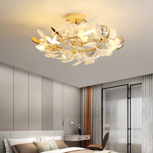 PM Luxe keramische Ginkgo blad plafondlamp gouden takken bladeren <span class=keywords><strong>design</strong></span> ronde plafondlamp woonkamer eetkamer slaapkamer kunst hanglamp - Product Image 1