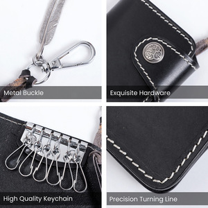 กระเป๋าใส่กุญแจหนังแท้สำหรับผู้ชายดูเจียงพร้อมที่ใส่กุญแจแบบพกพาสีทึบสำหรับใช้ในชีวิตประจำวัน - Product Image 2