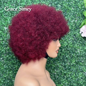 Pixie ricce parrucche NON in pizzo brasiliano capelli frontali allineati <span class=keywords><strong>Afro</strong></span> ricciolo naturale capelli umani parrucche - Product Image 6