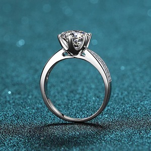 14k 1ct Lab Created Moissanite Diamond <b>Ring</b> Luxury Female <b>Ring</b> Round Brilliant Cut Clew Setting <b>Ring</b> for Woman - Product Image 3