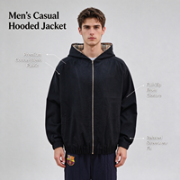 Sweat à capuche zippé réversible personnalisé pour homme, doublure à carreaux, coton épais, style vintage, veste de travail à capuche zippée
