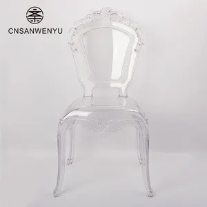 Vente en gros chaise de mariage transparente en plastique pour banquet chaise de trône PC d'intérieur extérieur chaise de princesse en cristal pour événement