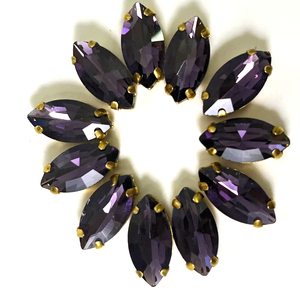Chanceux plus épais en laiton brut griffe fantaisie cristal Point arrière cristal métal ensemble 9*18mm Navette cheval oeil sans trous pour <span class=keywords><strong>bijou</strong></span> - Product Image 5