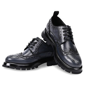 Chaussures habillées élégantes à lacets en cuir de vache couche supérieure Chaussures de <span class=keywords><strong>derby</strong></span> <span class=keywords><strong>bleu</strong></span> foncé en cuir de vachette de bureau d'affaires pour hommes - Product Image 3