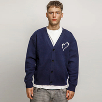 Maßgefertigter Herren-Pullover Langarm Strick-Jacquard-Cardigan V-Ausschnitt Herrenbekleidung 100% Wolle Gestrickte Pullover für Männer