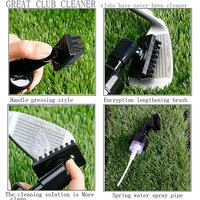Brosse de nettoyage portable en plastique pour clubs de golf avec bouteille d'eau intégrée, mousqueton rétractable, outil de nettoyage des rainures, cadeaux personnalisables avec logo