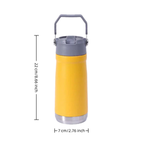 Botella de Agua Reutilizable de Acero Inoxidable de 20 oz con Pajita, Termo Deportivo de Doble Pared