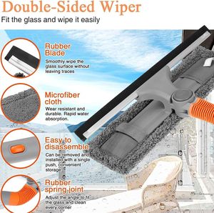 2 in 1 Metal Long Handle TPR Window Cleaning <b>Squeegee</b> Wiper for <b>Floor</b> and Glass Window Cleaning - Product Image 2
