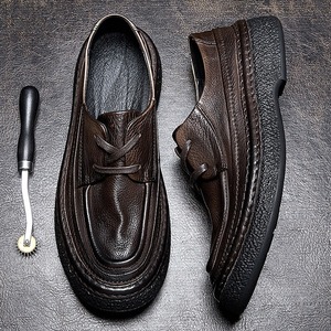 Chaussures décontractées pour hommes en cuir véritable respirant à semelle souple, style rétro fait main en cuir de vachette pleine fleur, chaussures basses pour l'été - Product Image 3