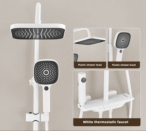 Ensemble de douche de pluie thermostatique moderne mitigeur bain-douche pommeau de douche robinet de pluie robinet de salle de bain mural douche - Product Image 2