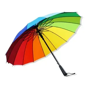 Parapluie Arc-en-ciel Renforcé Fier 95cm Ouverture Automatique Format de Poche Décoration de Plafond de Mariage Forme d'Étoile Moderne Décoration en Plastique - Product Image 1