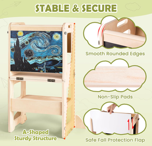 Taburete plegable de <span class=keywords><strong>cocina</strong></span> <span class=keywords><strong>para</strong></span> niños pequeños con torre de pie de aprendizaje con pizarra y pizarra blanca - Product Image 2