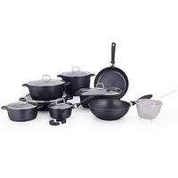Set peralatan masak dapur induksi granit, panci dan wajan keramik anti lengket untuk memasak dan menggoreng ramah lingkungan
