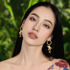 ต่างหูรูปปลาโลมาเคลือบทอง PVD สแตนเลสสตีล 316L เครื่องประดับแฟชั่น - Product Image 3