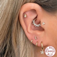 Anneaux de nez Gaby en argent sterling 925, septum clicker, zircone rose, rook clicker, anneaux de nez pour femmes, bijoux fins, bijoux de piercing