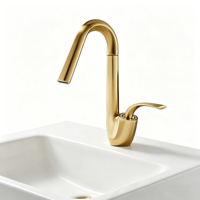 Nouvelle Mitigeur de cuisine monotrou rotatif en laiton brossé or/chrome/noir pour évier, eau chaude et froide, robinet de lavabo de salle de bain