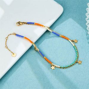 Wholesale <b>rainbow</b> Stone <b>Bracelet</b> Star Dangle Charm <b>Bracelets</b> for Women - Product Image 2