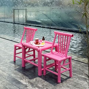 Bamboo Garden Set 95x45x45 Cm Asian Style Outdoor Furniture For Courtyard Leisure Seating - Product Image 1