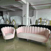Juego de Sofás de Tela Rosa de Lujo para Sala de Espera, Muebles Modernos para Salón de Belleza, Sofá para Sala de Estar en Venta