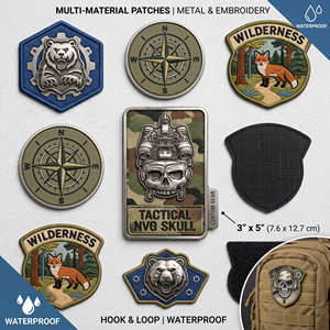 Patchs tactiques métalliques personnalisés 3" x 5" imperméables à scratch avec étiquette pour sacs à dos - Accessoires brodés multi-matériaux - Product Image 6
