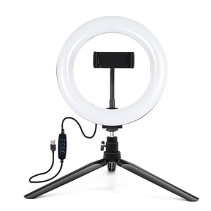 PULUZ Anneau lumineux LED incurvé de 7,9 pouces avec trépied de bureau, USB, 3 modes de luminosité réglable, double température, pour Vlogging, Selfie et Beauté - Product Image 2