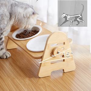 Étagère en bois inclinable de luxe, pour animaux domestiques, grand bol en céramique <span class=keywords><strong>Anti</strong></span>-<span class=keywords><strong>fourmi</strong></span>, surélevé, pour chiens et chats, vente en gros, - Product Image 4