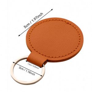 Custom PU Leather <b>Keychains</b> Round Metal Pendants with Logo Printing Novelty <b>Personalized</b> Gifts - Product Image 2