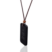 Nouvel Arrivage Collier de Santé Bouddha Assis Rectangulaire Tournesol Pierre de Lave Breloque Énergie Nano Quantique Ions Négatifs Cadeau Unisexe