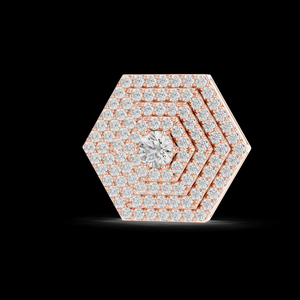 Colgante Hexagonal de Plata con Diamantes Pavé en Chapado en Oro con Diamantes Brillantes, Diseño Geométrico Moderno para Bodas y Fiestas - Product Image 3