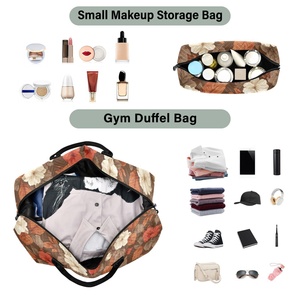Custom Hau Flower Duffel Bag Lightweight Shoes Compartment Carry on Bag Extendable Travel Bag - Product Image 4