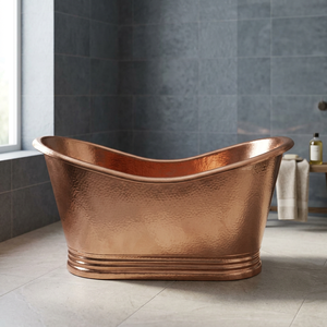 Baignoire ovale autoportante de luxe en cuivre martelé, finition antique, artisanale, durable, pour bain et spa - Artisanat indien en métal - Product Image 1
