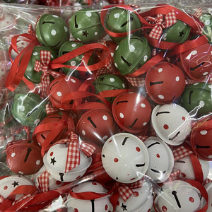 Decorazioni natalizie a cinque stelle stampate campana in metallo con fiocco a pois per <span class=keywords><strong>mobili</strong></span> in ferro <span class=keywords><strong>arte</strong></span> ciondolo dipinto - Product Image 4
